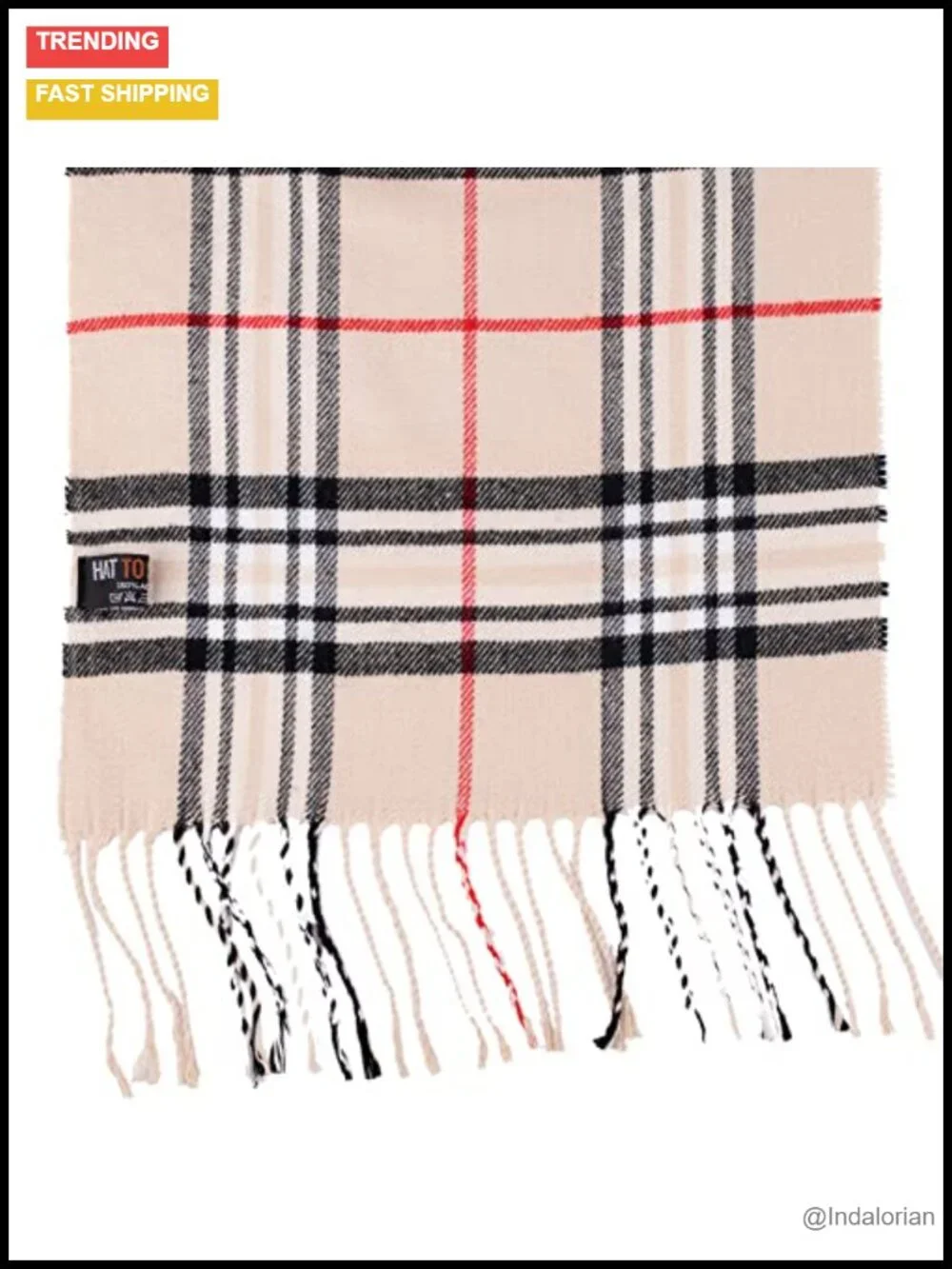 Super Soft Acrylic Classic Plaid Winter Scarf with Fringe - Unisex